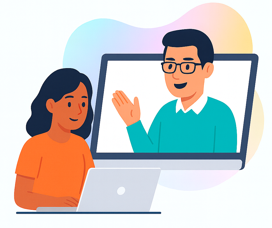 Two people video call illustration
